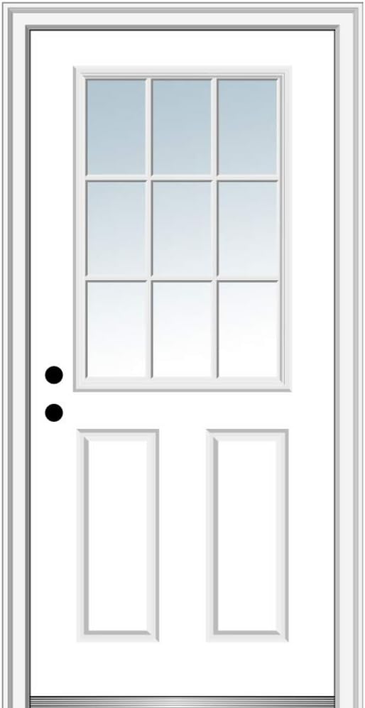 JELD-WEN 30 in. x 80 in. 9-Lite Primed Steel Prehung Right-Hand Inswing Entry Door with Brickmould
