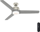 Hunter Advocate WiFi-Enabled DC Motor 54-in Matte Nickel Indoor Smart Ceiling Fan with Remote, Integrated LED Light (4-Blade)