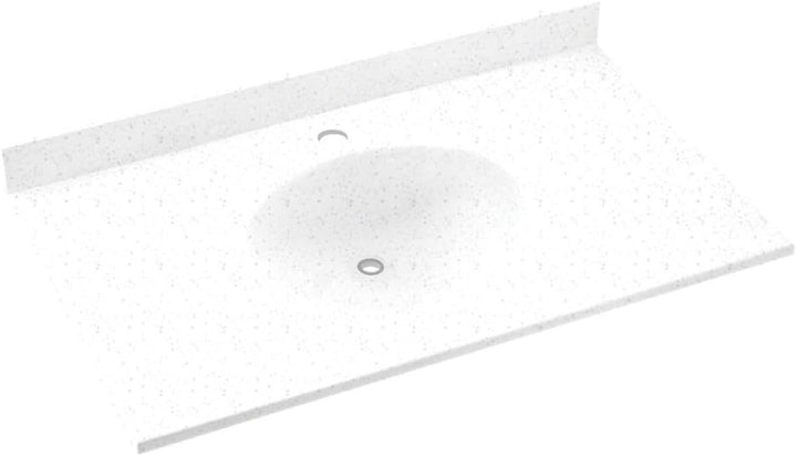 Swan Ellipse 55 in. W x 22 in. D Solid Surface Vanity Top in Ice with Ice Basin