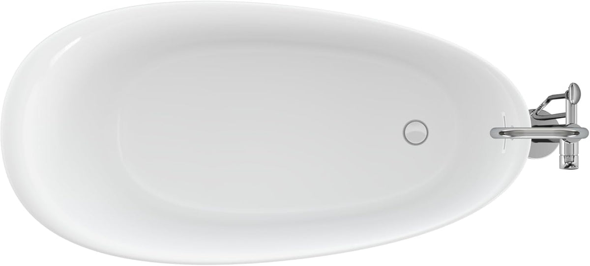 Johanna 59 in. x 30 in. Acrylic Flatbottom Freestanding Soaking Bathtub in White