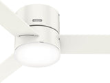 Hunter Low Profile LED 52-in Fresh White Indoor Flush Mount Ceiling Fan with Remote (5-Blade)