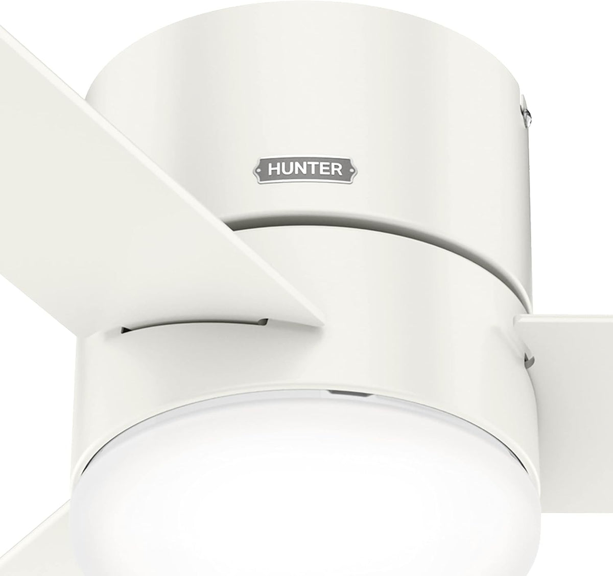 Hunter Low Profile LED 52-in Fresh White Indoor Flush Mount Ceiling Fan with Remote (5-Blade)