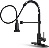 OWOFAN Black Kitchen Faucet with Pull Down Sprayer - Stainless Steel, Single Handle, Dual Function