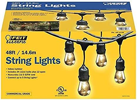 Feit Electric 48ft / 14.6m Outdoor String Lights(48 Feet)- NEW