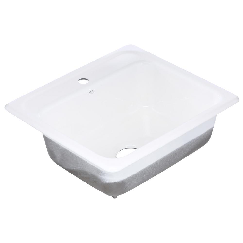 Mayfield Drop-In Cast Iron 25 in. 1-Hole Single Bowl Kitchen Sink in White - Super Arbor