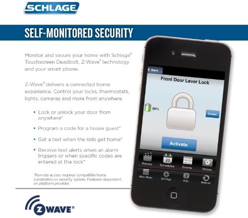 Schlage Camelot Aged Bronze Connect Smart Door Lock with Built-In Alarm and Accent Door Lever, Left-Hand