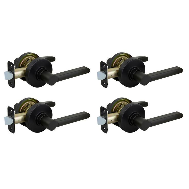 Tonbridge Matte Black Hall and Closet Door Lever with Round Rose (4-Pack)