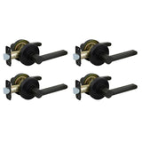 Tonbridge Matte Black Hall and Closet Door Lever with Round Rose (4-Pack)