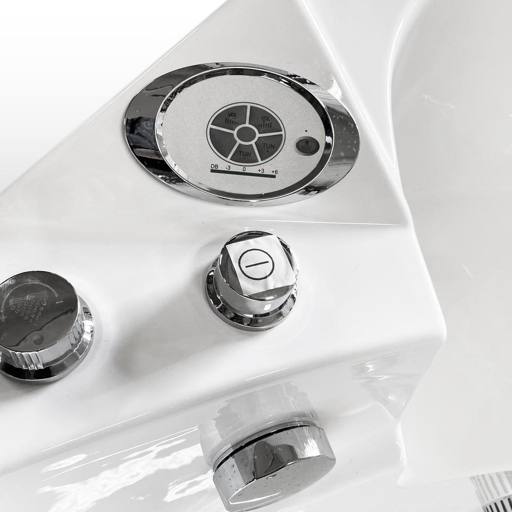 Miami with heater 53.14 in. Acrylic Center Drain Corner Alcove Whirlpool Bathtub in White - Super Arbor