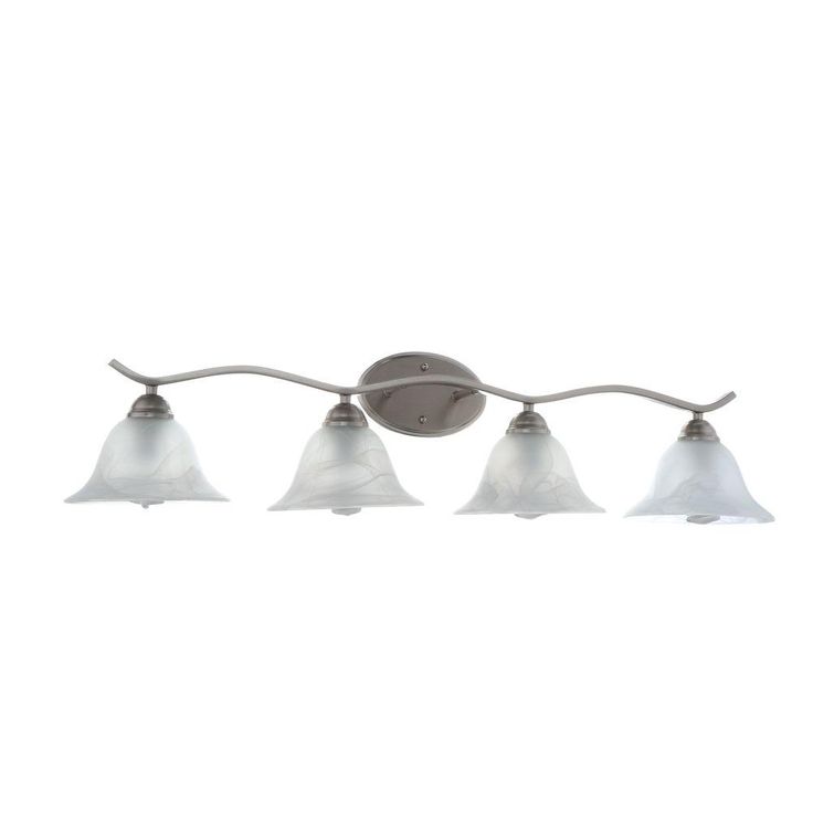 Andenne 4-Light Brushed Nickel Bath Vanity Light with Bell Shaped Marbleized Glass Shades