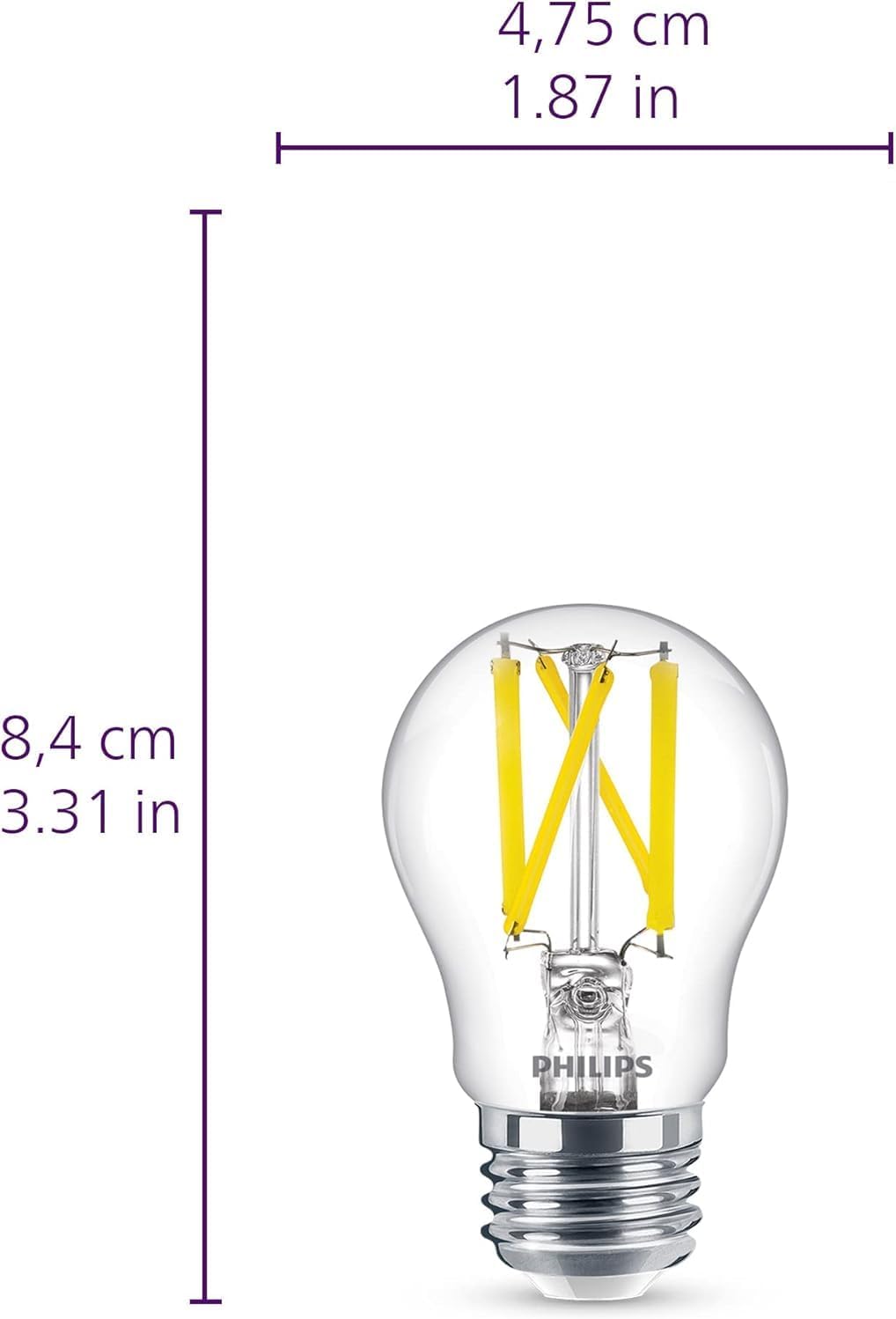 Philips 60-Watt Equivalent A15 Dimmable LED Light Bulb, Soft White, Ultra Definition, E26 Base, 750 Lumens (2-Pack)
