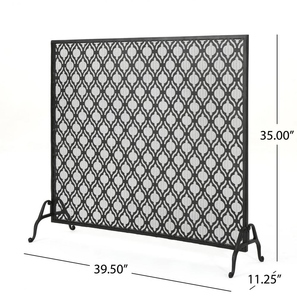 Ellias Modern Black Single Panel Iron Fire Screen - Super Arbor
