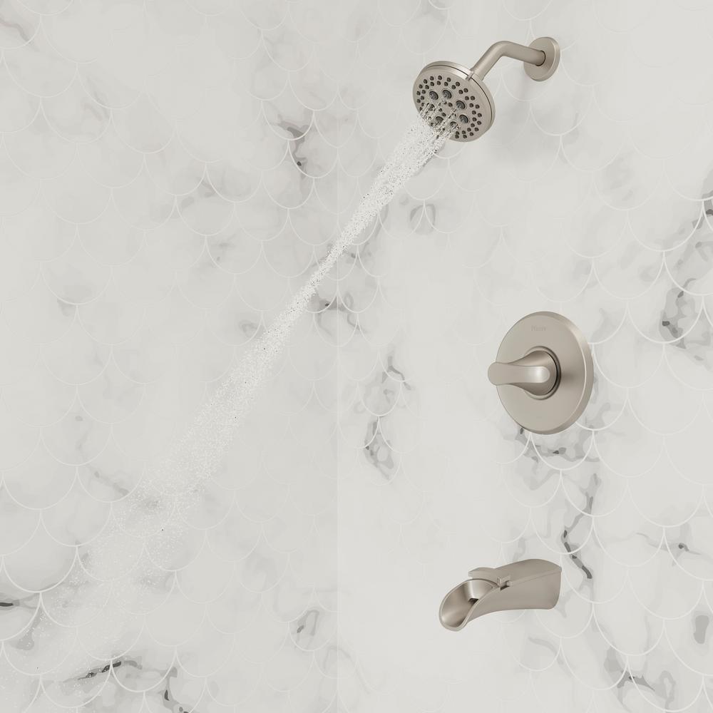 Jaida Single-Handle 4-Spray Tub and Shower Faucet w/ Restore Technology in Spot Defense Brushed Nickel (Valve Included) - Super Arbor