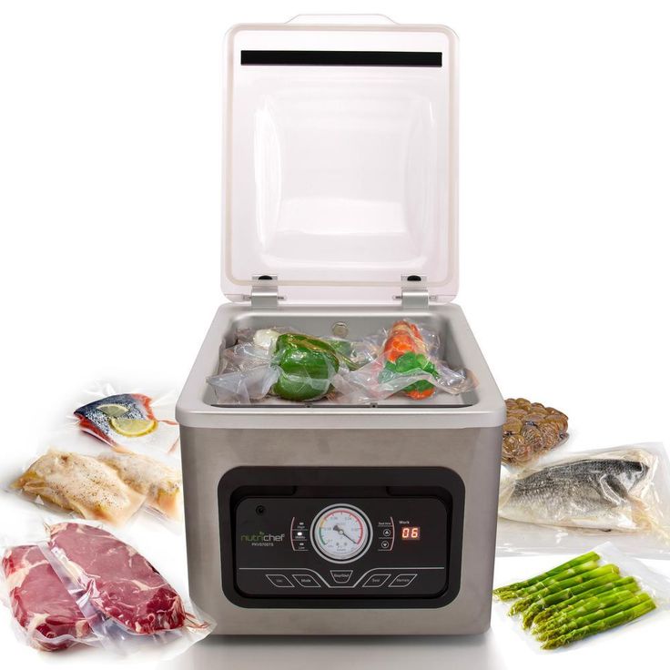 White Chamber Food Vacuum Sealer System - Commercial Electric Air Seal Preserver with Air Vac Bags (Stainless Steel)