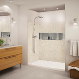 Expressions 32 in. x 60 in. x 72 in. 3-Piece Easy Up Adhesive Alcove Shower Wall Surround in White - Super Arbor