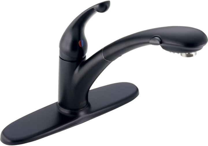 Delta Signature Matte Black 1-Handle Deck-Mount Pull-Out Kitchen Faucet with Deck Plate