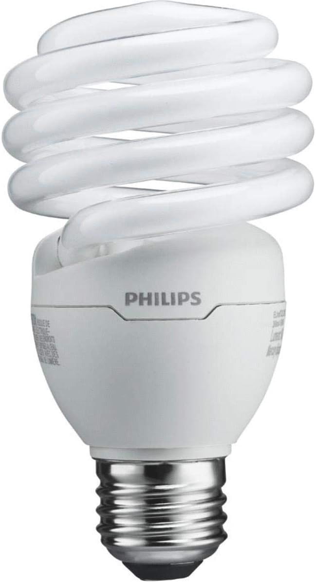 Philips 100-Watt Equivalent T2 Twister CFL Light Bulb, Daylight Deluxe, 23W, E26 Base, 1600 Lumens (4-Pack)