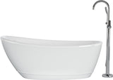 Johanna 59 in. x 30 in. Acrylic Flatbottom Freestanding Soaking Bathtub in White