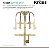 KRAUS Artec Pro Single-Handle Pull-Down Sprayer Kitchen Faucet with Pot Filler, Brushed Gold (KPF-1603BG)