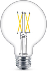 Philips 60-Watt Equivalent G25 Dimmable LED Light Bulb, Frosted Daylight, 500 Lumens, CRI 95 (8-Pack)