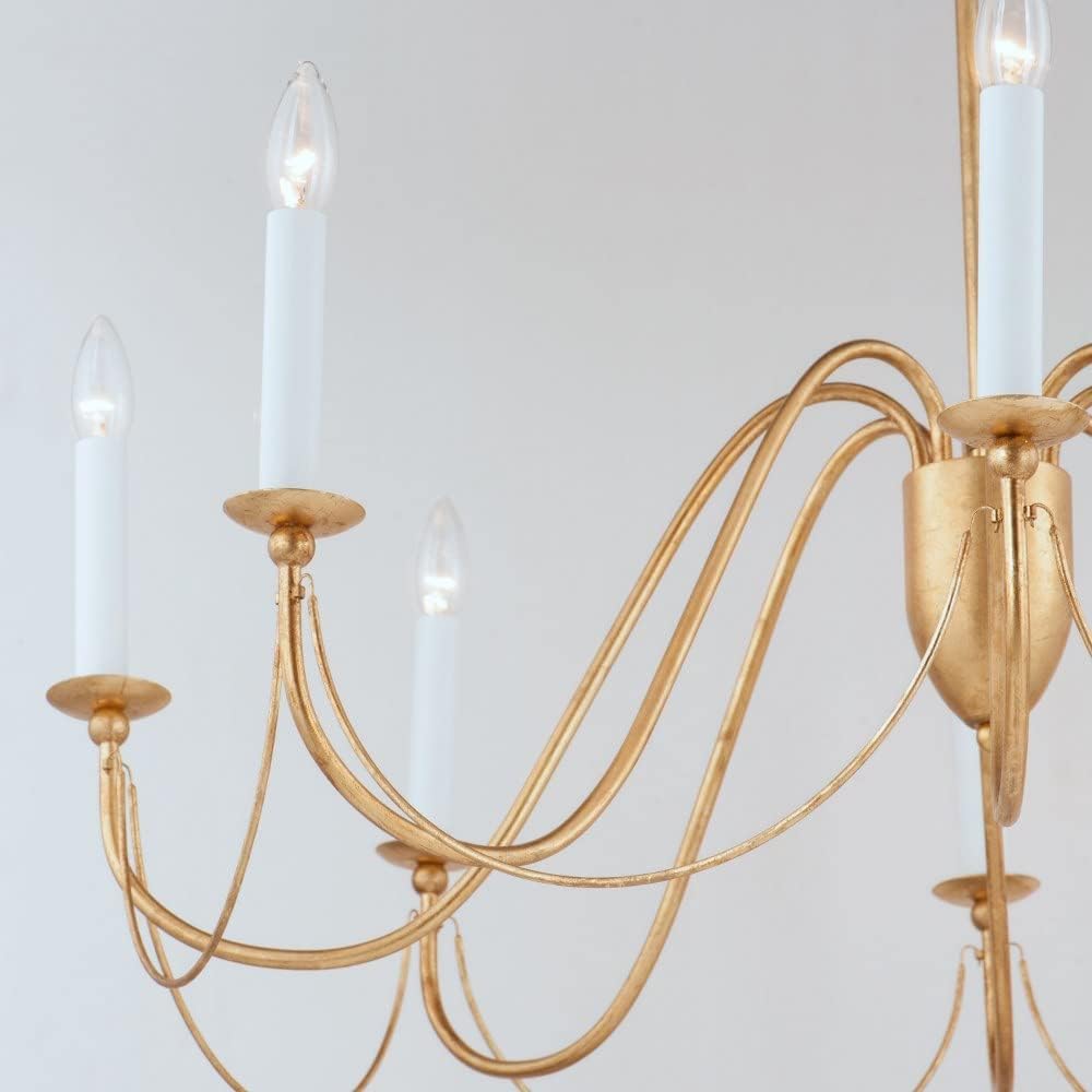Maxim Lighting Plumette 8-Light Gold Leaf Chandelier, 28"L x 36"W x 30"H