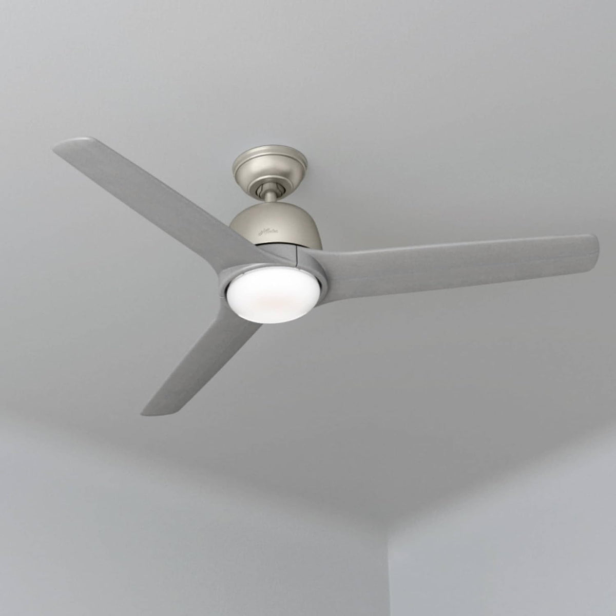 Hunter Advocate WiFi-Enabled DC Motor 54-in Matte Nickel Indoor Smart Ceiling Fan with Remote, Integrated LED Light (4-Blade)