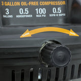 3 Gal. 1/2 HP Portable Electric Oil-Free Pancake Air Compressor with 25 ft. Air Hose and 11-Piece Inflation Kit - Super Arbor