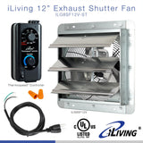12 in. Shutter Exhaust Fan with Thermospeed Controller, 65-Watt, 960 CFM - Super Arbor