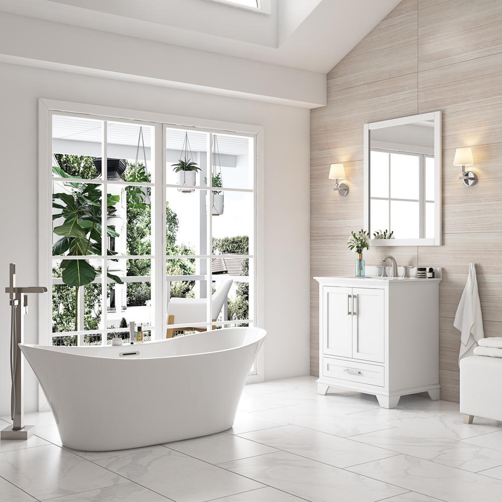 Jewel 60 in. Acrylic Double Backrest Flatbottom Non-Whirlpool Bathtub in White - Super Arbor