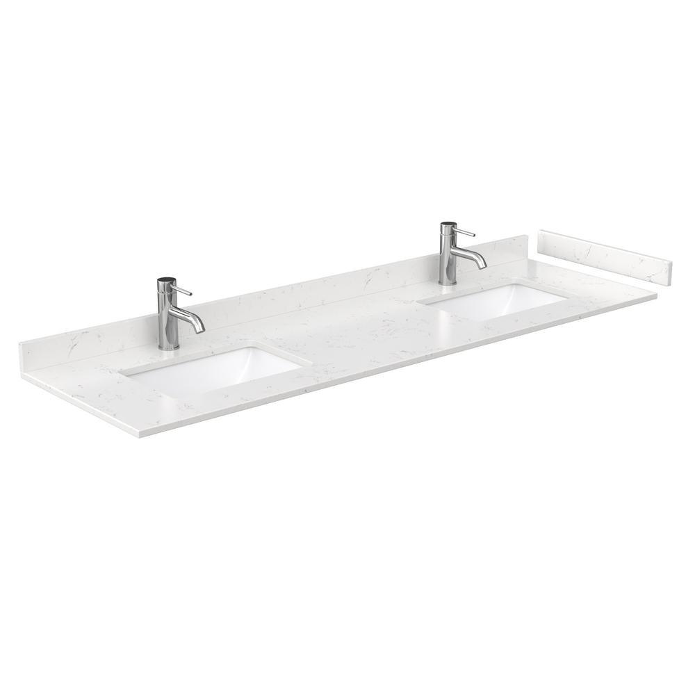 Beckett 72 in. W x 22 in. D Double Bath Vanity in White with Cultured Marble Vanity Top in Carrara with White Basins - Super Arbor