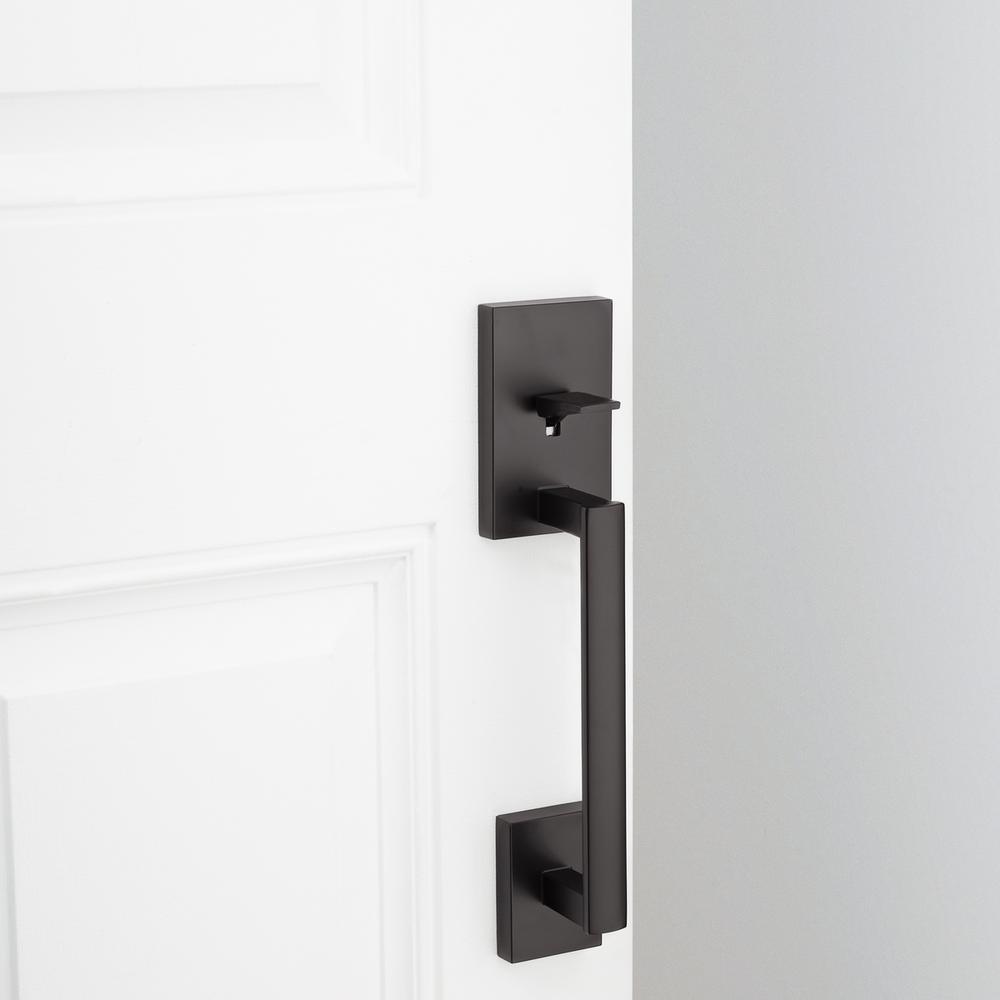 San Clemente Matte Black Door Handleset with Halifax Square Door Lever with Microban Antimicrobial Technology - Super Arbor