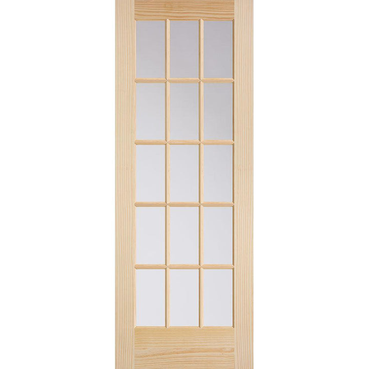 30 in. x 80 in. French 15-Lite Solid-Core Smooth Unfinished Pine Veneer Composite Interior Door Slab - Super Arbor