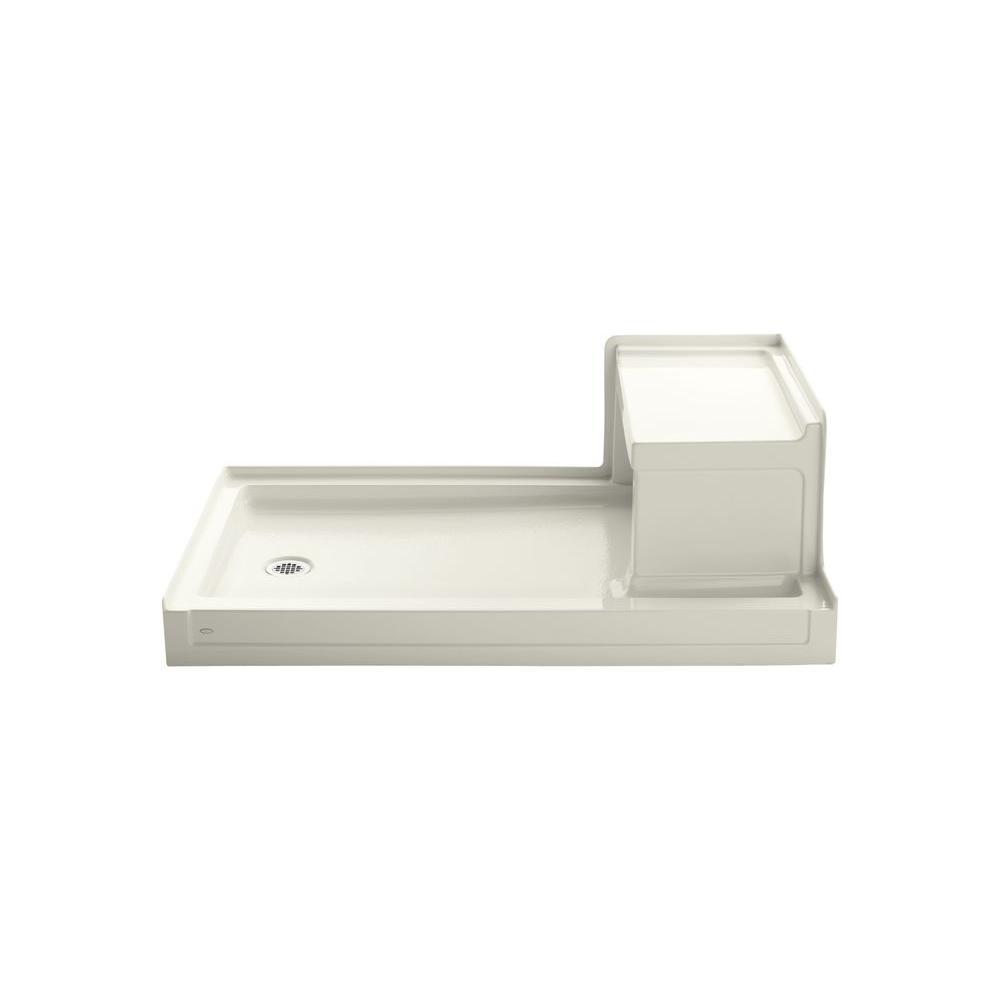 Tresham 60 in. x 36 in. Single Threshold Left-Hand Drain Shower Base with Integral Right-Hand Seat in White - Super Arbor