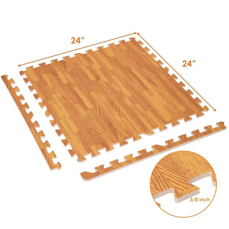 Gymax 12 Pieces EVA Foam Floor Interlocking Tile Mat w/ Natural Wood Grain
