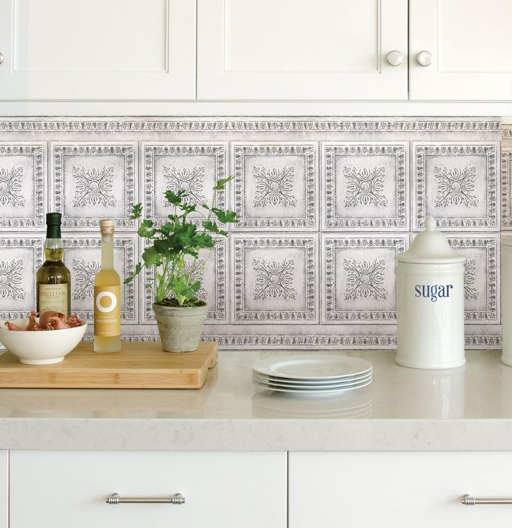 InHome Ornamental Tin White Peel & Stick Backsplash Tiles