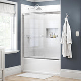 Crestfield 60 in. x 58-1/8 in. Traditional Semi-Frameless Sliding Bathtub Door in Nickel and 1/4 in. (6mm) Rain Glass - Super Arbor