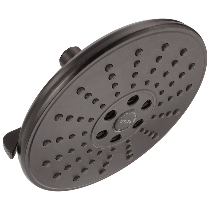 Delta 3-Spray 7.7-in H2Okinetic Fixed Rain Shower Head, Wall-Mount, Venetian Bronze