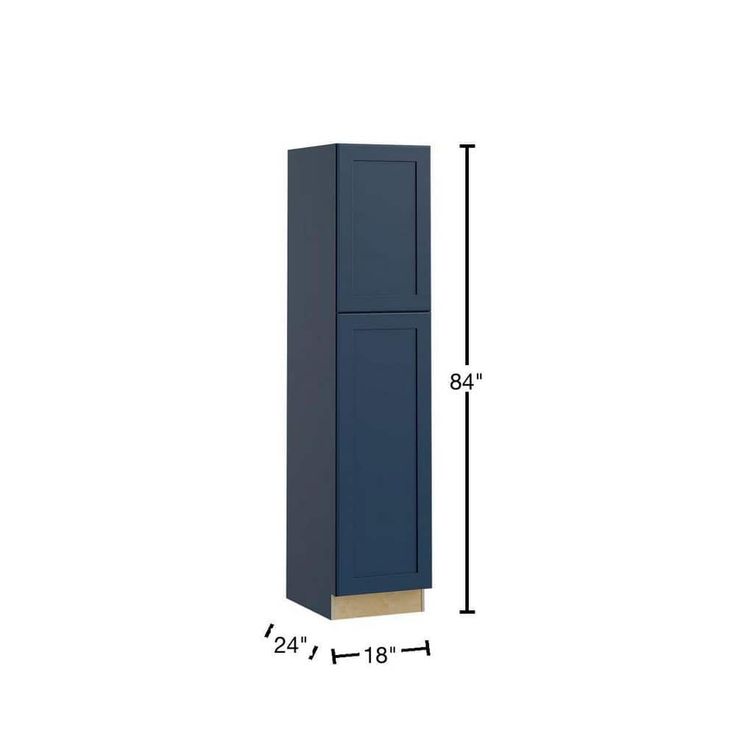 Home Decorators Collection Newport 18 in. W x 24 in. D x 84 in. H Assembled Plywood Pantry Kitchen Cabinet in Mythic Blue with Soft Close LH