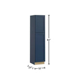 Home Decorators Collection Newport 18 in. W x 24 in. D x 84 in. H Assembled Plywood Pantry Kitchen Cabinet in Mythic Blue with Soft Close LH
