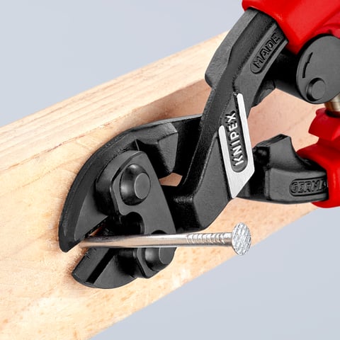 KNIPEX 8 in. Angled CoBolt Mini Bolt Cutters with Opening Spring, Locking Lever, Comfort Grips and Tether Attachment