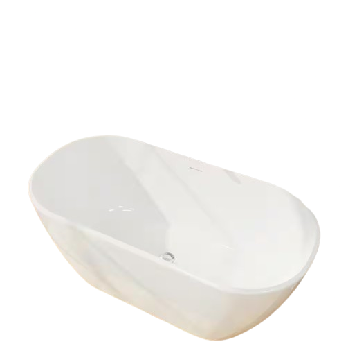 59 in. Acrylic Freestanding Flatbottom Bathtub Soaking SPA Stand Alone Seamless Tub in White