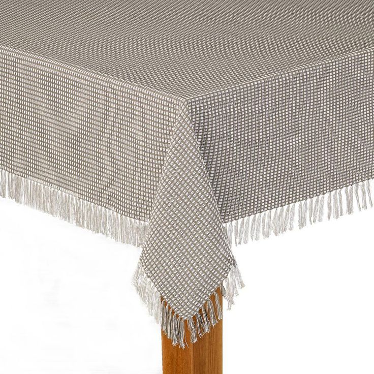 Homespun Fringed 60 in. x 84 in. Marine 100% Cotton Tablecloth
