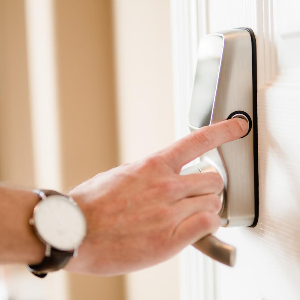 Secure PRO Satin Nickel Smart Lock Latch with 3D Fingerprint and Wi-Fi (Works with Alexa and Google Home) - Super Arbor