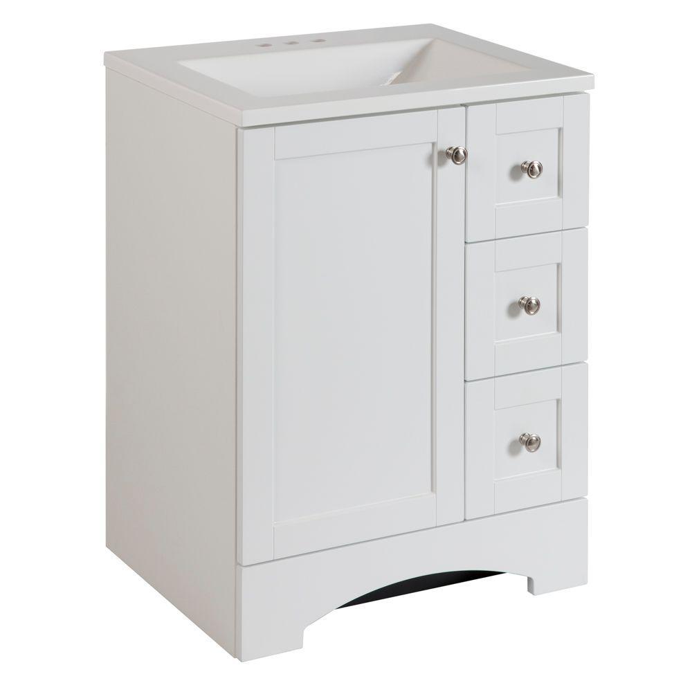 Lancaster 30 in. W Bath Vanity in White with Cultured Marble Vanity Top in White - Super Arbor