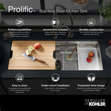 Prolific Workstation Undermount Stainless Steel 33 in. Single Bowl Kitchen Sink Kit with Accessories - Super Arbor