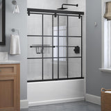 Everly 60 in. x 59-1/4 in. Mod Semi-Frameless Sliding Bathtub Door in Bronze and 1/4 in. (6mm) Droplet Glass - Super Arbor