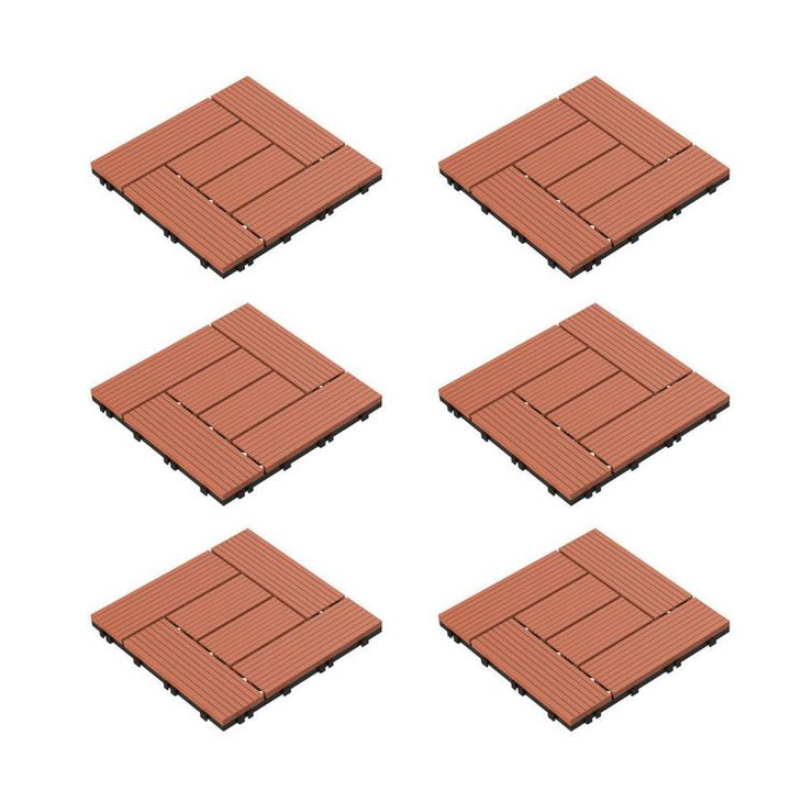 Pure Garden 12 in. x 12 in. Outdoor Interlocking Criss Cross Polypropylene Patio and Deck Tile Flooring in Terracotta (Set of 6)