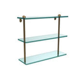 16 in. L x 15 in. H x 5 in. W 3-Tier Clear Glass Bathroom Shelf in Antique Pewter - Super Arbor