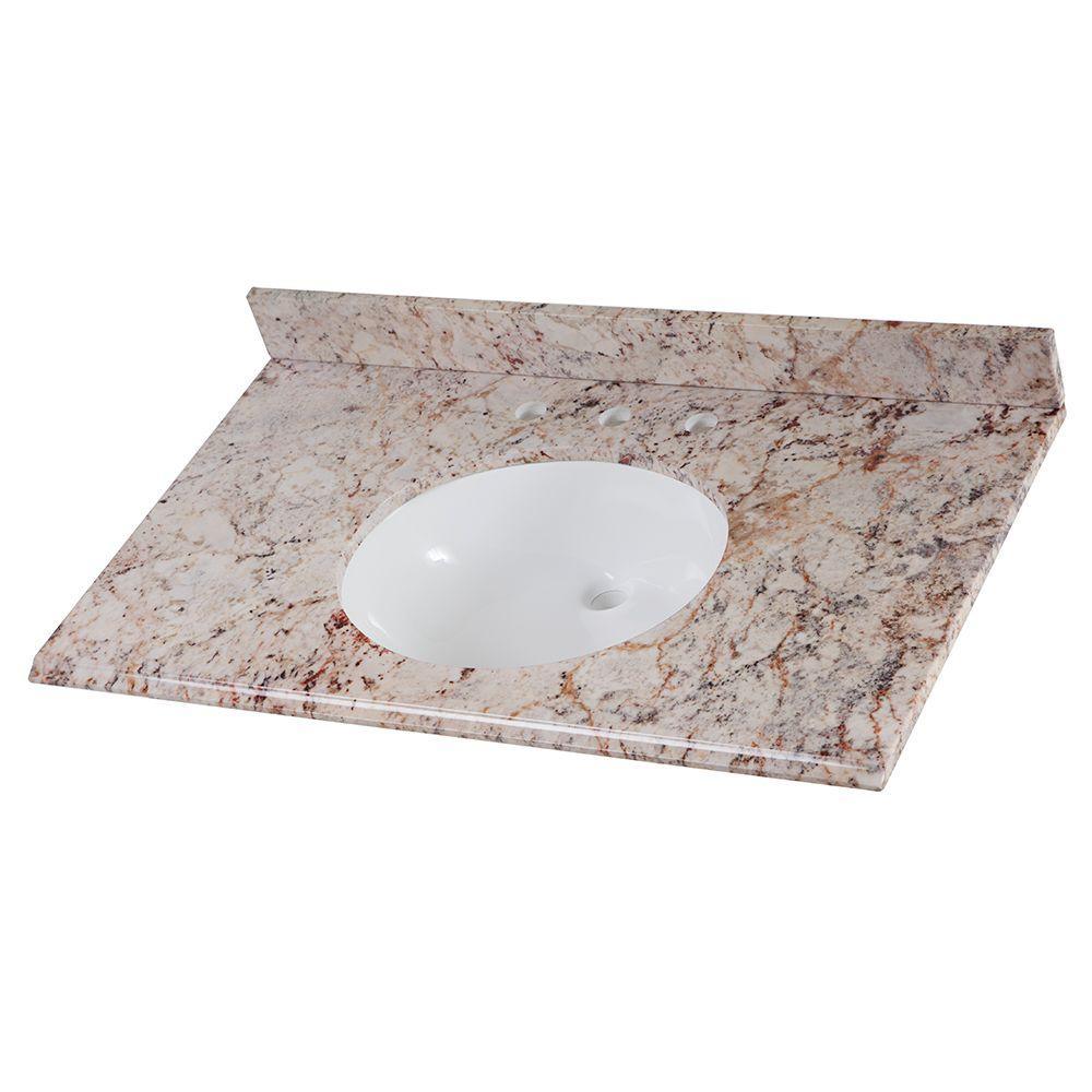 31 in. x 22 in. Stone Effects Vanity Top in Cascade with White Sink - Super Arbor