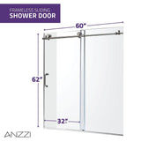 Raymore 60 in. x 62 in. Frameless Sliding Bathtub Door in Polished Chrome - Super Arbor